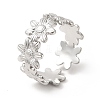 Non-Tarnish 304 Stainless Steel Sunflower Open Cuff Ring for Women RJEW-E063-08P-1