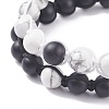 2Pcs 2 Style Round Natural Howlite & Glass Braided Bead Bracelets Set BJEW-TA00073-4