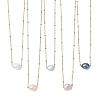 Natural Cultured Freshwater Pearl Potato Pendant 304 Stainless Steel Satellite Chain Necklaces for Women NJEW-JN05770-2