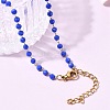 304 Stainless Steel with Glass Faceted Rondelle Bead Handmade Link Chain Birth Stone Necklaces for Women NJEW-G195-01G-11-2