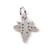 Brass Micro Pave Clear Cubic Zirconia Maple Leaf Charms ZIRC-F132-44P-2