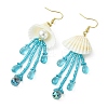 Shell & Glass Seed Bead Dangle Earrings EJEW-MZ00740-01-4