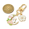 Moon & Flower & Rabbit Alloy Enamel Pendant Decorations HJEW-JM02752-3