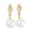 Rack Plating Brass Clear Cubic Zirconia ABS Pearl Earrings EJEW-S219-15G-03-1