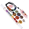 Chakra Gemstone Flat Round Massage Stone & Bracelet & Wire Wrapped Pendant Sets PW-WG28793-01-4