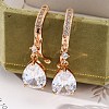 Brass Micro Pave Clear Cubic Zirconia Hoop Earrings EJEW-K300-40G-2