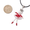 2Pcs 2 Colors Alloy Glass Beaded Christmas Doll Pendant Necklaces NJEW-MZ00135-3