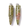 Natural Unakite Pointed Pendants G-D850-16-2