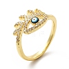 Enamel Evil Eye with Cubic Zirconia Open Cuff Ring KK-H439-42G-1