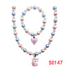 Plastic Beaded Pendant Necklace & Beaded Charm Bracelet FS-WG6D3EF-05-2