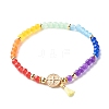 Reiki 7 Chakra Natural Mixed Stone Round Beads Stretch Bracelet for Girl Women BJEW-JB07003-01-1