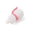 Glass Seed Beaded Snowman Pendants PALLOY-MZ01007-02-4