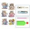 6Pcs Cat DIY Diamond Painting Keychain Kit PW-WG36976-01-2