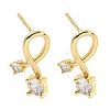 Brass Micro Pave Clear Cubic Zirconia Earring EJEW-U009-01G-1