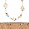 Summer Beach Dyed Synthetic Turquoise Starfish Turtle & Natural Shell & Glass Seed Beaded Necklaces for Women NJEW-JN06503-4