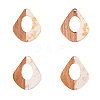 Transparent Resin & Walnut Wood Pendants RESI-CJ0001-47-3