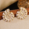 304 Stainless Steel Enamel Conch Stud Earrings EJEW-L276-01G-01-1