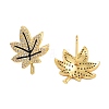 Rack Plating Leaf Brass Stud Earrings EJEW-N055-36G-RS-2