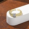 Brass Micro Pave Clear Cubic Zirconia Cuff Finger Rings for Women RJEW-B112-04GP-2