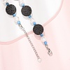 Dyed Natural Lava Rock & Round Synthetic Turquoise & Imitation Pearl Beaded Necklaces GG-CBA922D-07B-2