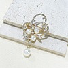 Flower & Round Plastic Pearl Brooch PW-WG95634-01-1