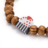 Round Natural Wood Beaded Stretch Necklaces NJEW-JN03451-5