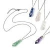 Natural Mixed Gemstone Faceted Bullet Shaped Pendant Necklaces NJEW-JN05026-02-1