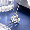 Geometric Circular Ring Alloy Crystal Rhinestone Flower Pendant Necklaces for Women FS-WG651E3-02-1