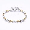 304 Stainless Steel Figaro Chain Bracelets BJEW-I266-02GP-1
