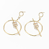 Brass Micro Pave Clear Cubic Zirconia Dangle Stud Earrings KK-S356-143G-NF-1