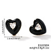 Brass Cubic Zirconia Heart Stud Earrings HT3494-1-1