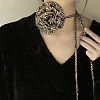 Leopard Print Pattern Fabric Rose Tie Choker Necklaces for Women LS-NJEW-Z022-01H-1