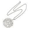 201 Stainless Steel Hollow Arabic Flat Round Pendant Box Chain Necklaces for Women Men NJEW-R013-01P-4