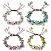 4Pcs Electroplated Natural Rose Quartz & Amethyst & Green Aventurine Olive Jade Chip Bead Braided Bead Bracelets for Women BJEW-TA00610-2