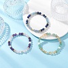 3Pcs Natural Mixed Gemstone and Shell Pearl Round Beads Stretch Bracelets for Women BJEW-JB12229-1