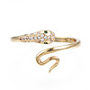 Green Cubic Zirconia Snake Wrap Cuff Ring RJEW-N035-068-NF-1