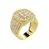 Square Alloy with Crystal Rhinestone Finger Rings FS-WG4A2D8-38-1