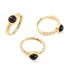 Round Natural Black Onyx Adjustable Rings RJEW-Q817-03G-08-1