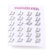 Tarnish Resistant 304 Stainless Steel Greek Alphabet Stud Earrings STAS-D007-07P-13-3