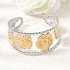 29MM Two Tone 304 Stainless Steel Hollow Flower Cuff Bangles for Women SA-CBAB767-25GP-2