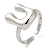 Initials Brass Open Cuff Ring for Women RJEW-N046-02U-P-1