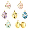 6Pcs 6 Colors Brass Enamel Locket Pendants KK-CJ0005-72-1