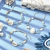3Pcs Natural Shell & Quartz & Aquamarine Braided Bead Bracelets for Women BJEW-TA00576-2