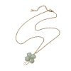 Natural Green Aventurine Shamrock Pendant Shamrock Necklaces NJEW-JN05102-01-4