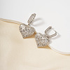 French Style Heart Brass Clear Cubic Zirconia Hoop Earrings OS1413-1-1