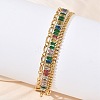 304 Stainless Steel & Glass Double Layers Chain Bracelets for Women BJEW-F540-10G-5