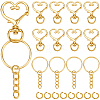 150Pcs 3 Styles Heart Shape Zinc Alloy Swivel Lobster Clasp with Iron Split Key Rings with 304 Stainless Steel Jump Rings FIND-SP0002-59G-1