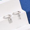 Lock & Key 925 Sterling Silver Micro Pave Clear Cubic Zirconia Hoop Earrings for Women EJEW-G427-01P-03-3