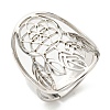 Non-Tarnish Adjustable 304 Stainless Steel Woven Web/Net with Feather Ring RJEW-F149-05P-1