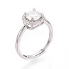 Adjustable 925 Sterling Silver Round Cut Moissanite Halo Promise Ring STER-T008-87P-1